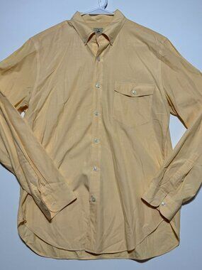 J Crew Yellow Butter LS Button Down Casual Work Dress Shirt Mens Size M